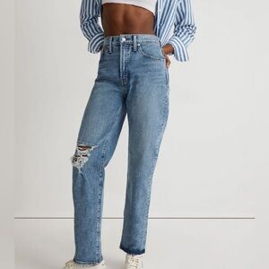 MADEWELL Tall Perfect Vintage Straight Jean Kingsbury Wash Knee-Rip 30T NWOT